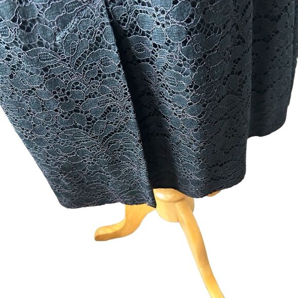 Vintage 1950s Black Lace Lined Midi Pencil Skirt with Belt - Picture 7 of 9